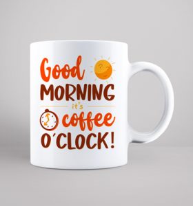 good morning its coffee oclock-bela šolja sa štampom