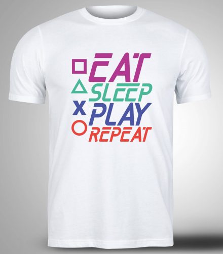 eat,sleep,play,repeat muska pamucna majica sa stampom