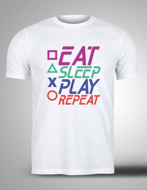 eat,sleep,play,repeat muska pamucna majica sa stampom