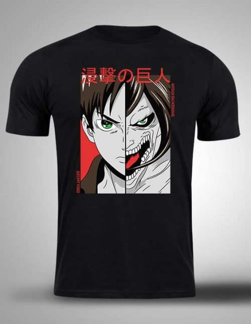 Crna majica sa stampom-anime majice-attack on titan