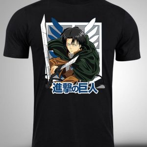 Crna majica sa stampom-anime majice-attack on titan