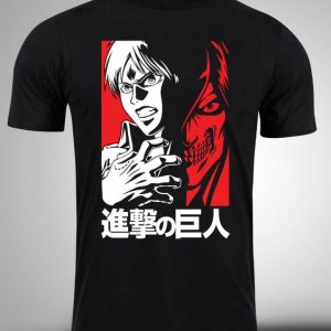ATTACK ON TITAN-11 Crna majica sa stampom-anime majice-attack on titan