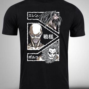 ATTACK ON TITAN-12 Crna majica sa stampom-anime majice-attack on titan