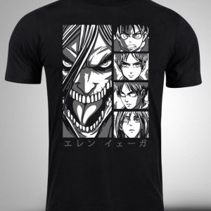 Crna majica sa stampom-anime majice-attack on titan