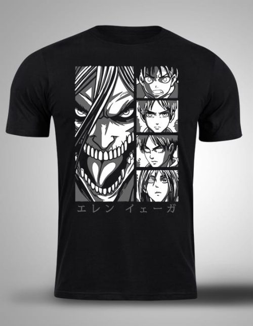 Crna majica sa stampom-anime majice-attack on titan